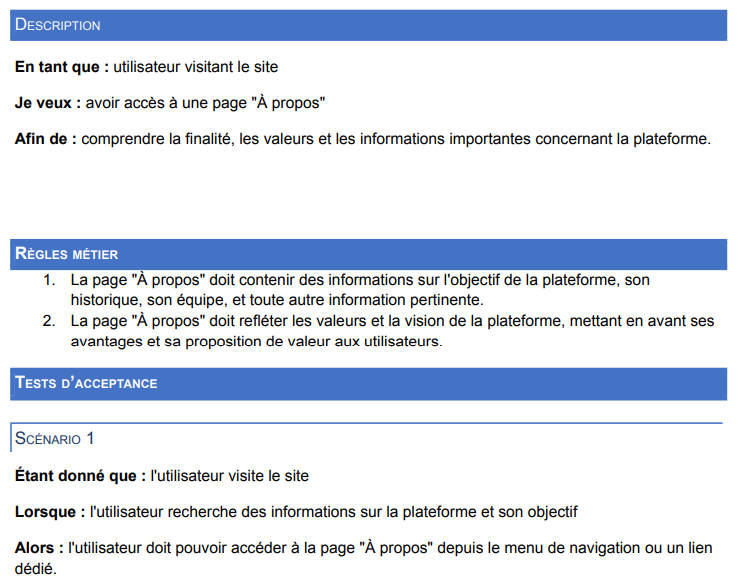 Exemple User Story
